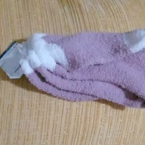 Free Nwt Cozy Pink and White Fuzzy Socks
